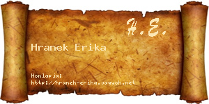 Hranek Erika névjegykártya